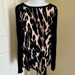 Leopard Print Mixed Media Tunic